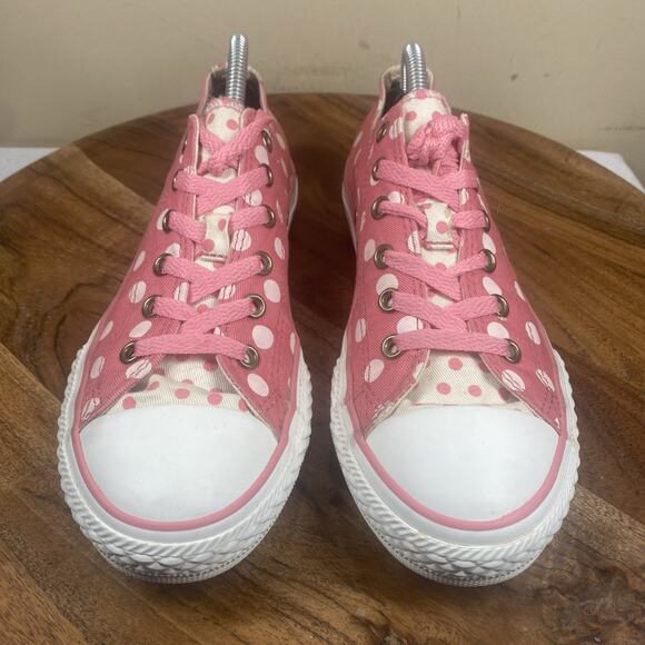 Converse All Star Womens Pink And White Polka Dot Minnie Mouse Size 7 Shoes - Picture 4 of 11